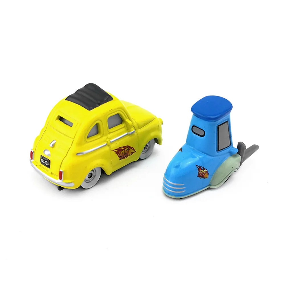 2pcs set Disney Pixar Cars Race Team Luigi Guido 1 55 Diecast Metal Alloy Toy Car 4