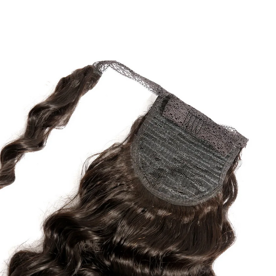 Stema, глубокая волна, шнурок, конский хвост, на заколках, для наращивания, бразильские волосы Remy, человеческие волосы, 10-30 дюймов, натуральный цвет, 1 шт., для черных женщин