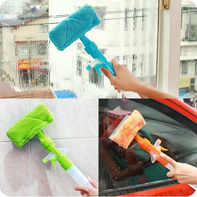 Glass Cleaning Tools 4 In 1 Window Cleaning Brush With Spray Double-sided Window  Cleaner for Bathroom Mirror Car Glass Wiper - AliExpress