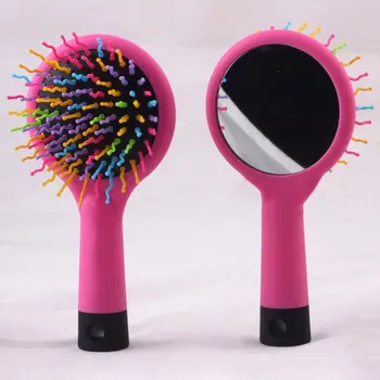 

Rainbow Volume Brush Anti-Static Magic Hair Curl Straight Massage Comb Brush With Mirror Detangling Hairbrush Styling Tool
