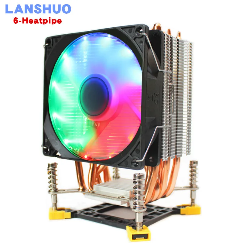 3/4PIN RGB светодиодный Процессор кулер 6 Heatpipe 12V 9 см охлаждения радиатора для LGA 775 1150
