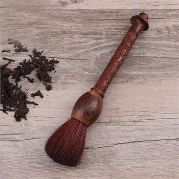 

Creative Chinese Style Cleaning Brush Hand-carved Dragon Pattern Sandalwood Handle Horse Hair Tea Accessories Cleaning Brush