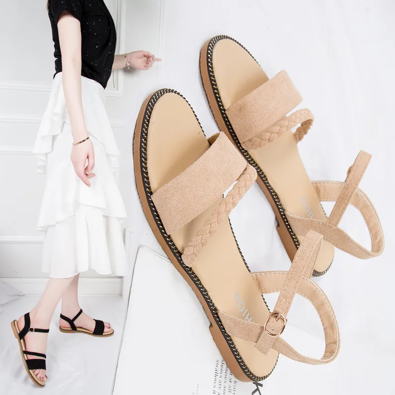 

Flat Sandals Women's Summer 2019 New Style Versatile Korean-style Summer Women's Fashion Network Red Fire Students Gladiator San