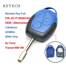 Дистанционный ключ Keyecu 6C1T15K601AG, 3 кнопки, 433 МГц, 4D63 для Ford Transit WM VM 2006 2007 2008 2009 2010 2011 2012 2013 2014