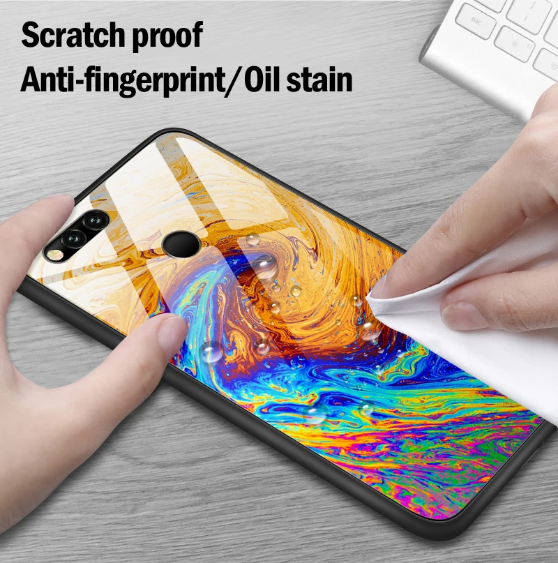 Закаленное Стекло чехол для Huawei Honor 6X 7A 7C 7X 8A 8X 9Lite гладкий Чехол для телефона Y6 Y9 Y7 премьер-профессионал Magic2 роскошный кожаный Капа