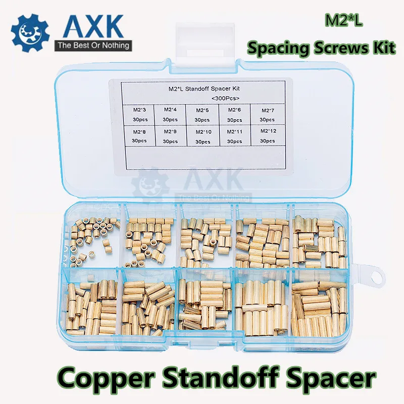 

300Pcs/set M2*L Copper Standoff Spacer Circular Double-pass Pillars Security Surveillance Cameras Spacing Screws Kit DT