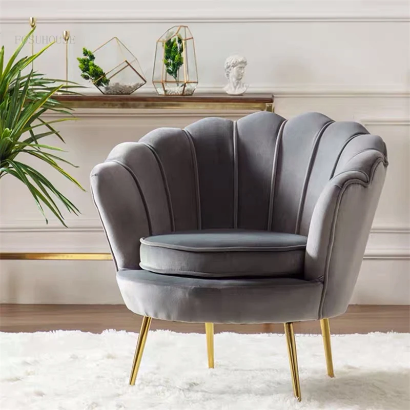 Simple Modern Apartment Living Room Back Sofas Nordic Fabric Cloakroom Leisure Armchair Bedroom Home Furniture Dressing Chairs