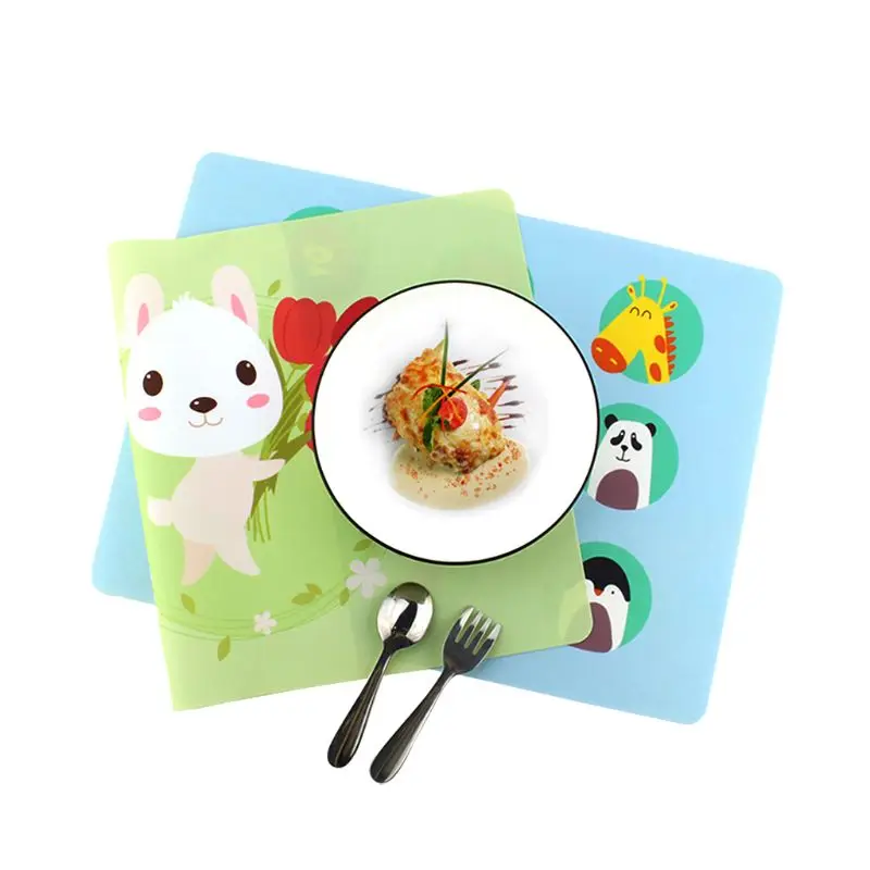 Placemats BPA Free Silicone Table Mat Baby Kids Feeding Tableware Pad Cartoon Dining Table Plate Mat 40*30cm