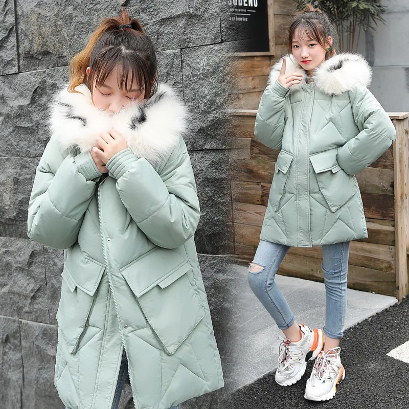 

Large Size Dress New Style Winter Fat Mm Cotton Overcoat Women's Thick Fur Collar Short Little Fairy Mid-length down Jacket Cott