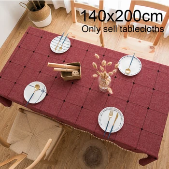 

Checkered Cotton Linen Rectangle Tablecloth Textile Wedding Party Wrinkle Free Elegant For Dining Kitchen Modern Washable Hotel