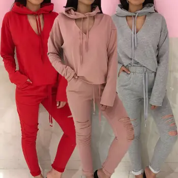 

Fashion Autumn Women Tracksuit Casual Hooded Sweatshirt and Long Pants Sets Sportswear Casual Women Set Autumn Two Pieces Set