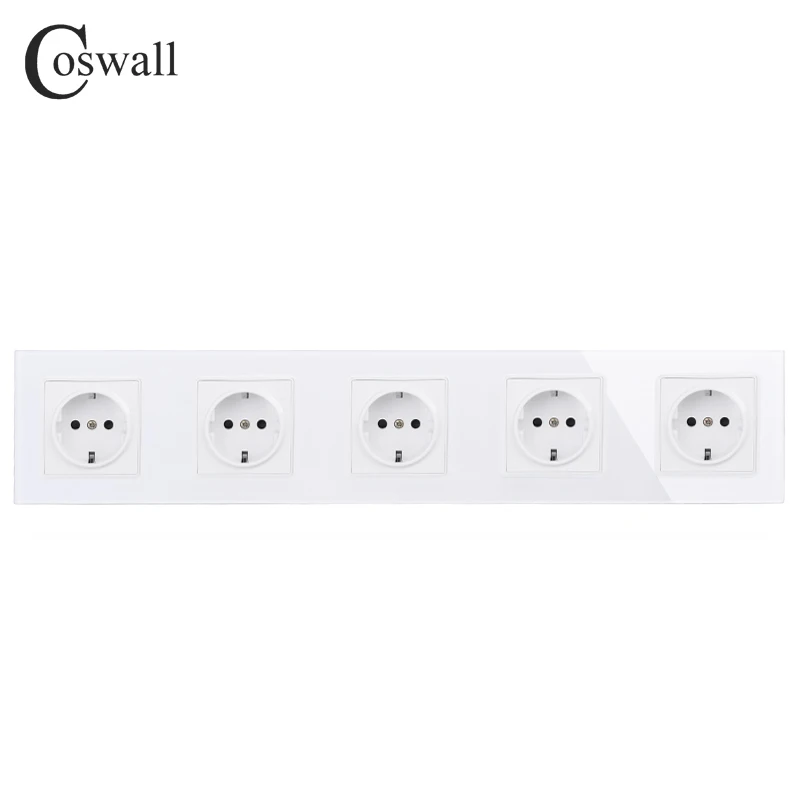 Розетка настенная с заземлением и стеклянной панелью 16 А|eu socket plug|panel 5panel plug |