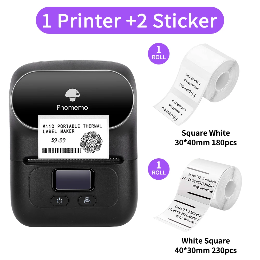 best mini photo printer Phomemo M110 Portable Thermal Label Printer 1500mAh Long Battery Life Pocket BT Thermal Label Maker Printer for Business, Office best portable photo printer Printers