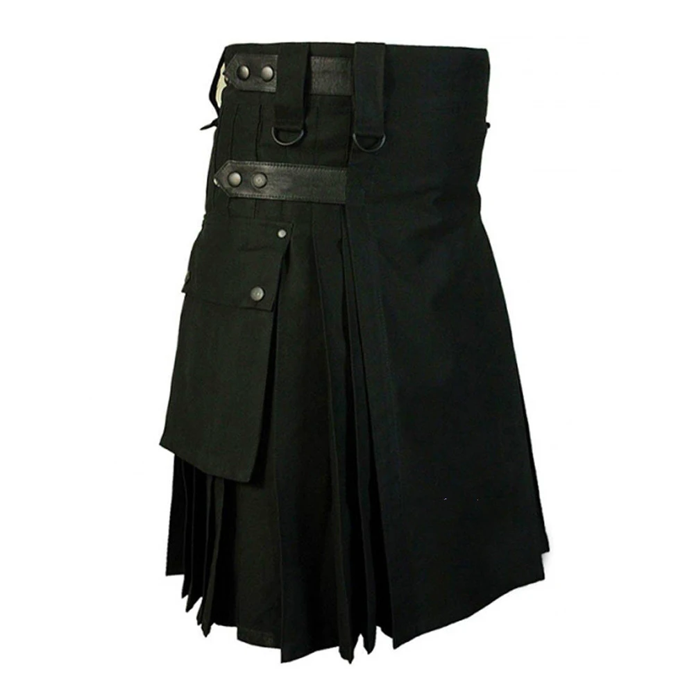 Low Price SHUJIN Men's Skirts Scottish Kilt Traditional Plaid Pocket Kendo Chain Gothic Punk Scottish Trouser Utility Kilt Hybrid Modern