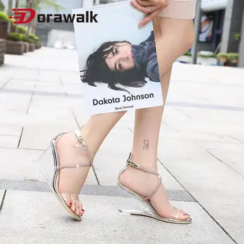 

Dorawalk 2020 New Jelly Sandals Crystal Glitter Open Toed High Heels Women Transparent Heel sandalias mujer Discount Pumps
