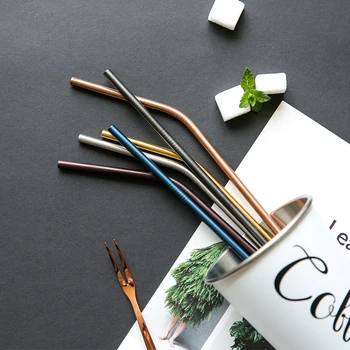 

304 Stainless Steel Straws Reusable Drinking Straw Milk Tea Metal Straw Rainbow Color Bubble Tea Roestvrijstalen rietje