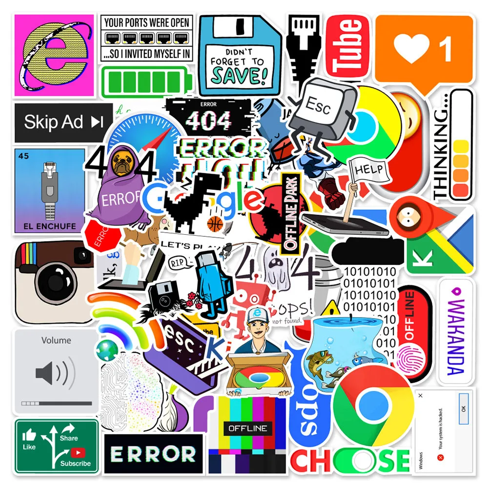 10/30/50PCS Popular Software Graffiti Stickers for Laptop Phone Case Water Bottle Waterproof Aesthetic Decals Cool Sticker Packs | Игрушки и