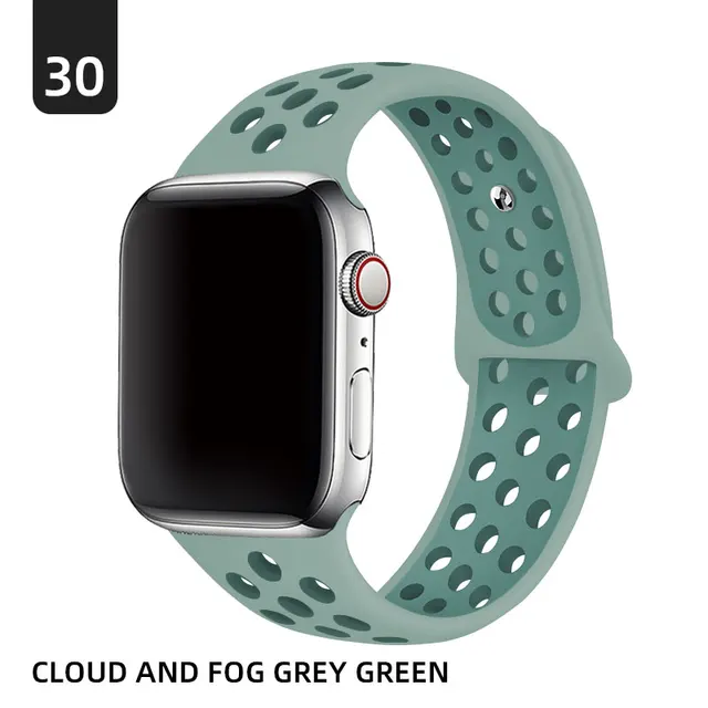Silicone Strap For Apple Watch band 40mm 44mm 38mm 42mm 44 mm Rubber watchband smartwatch bracelet iWatch series 3 4 5 6 se band Cloud gray green
