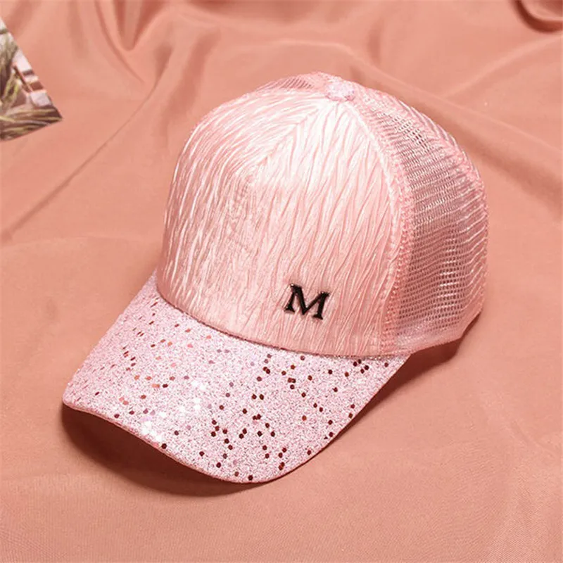 New 2020 Women Baseball Cap Pink Breathable Mesh Hat Adjustable Embroidered Outdoor Student Sport Black Peaked Summer Sunhat05