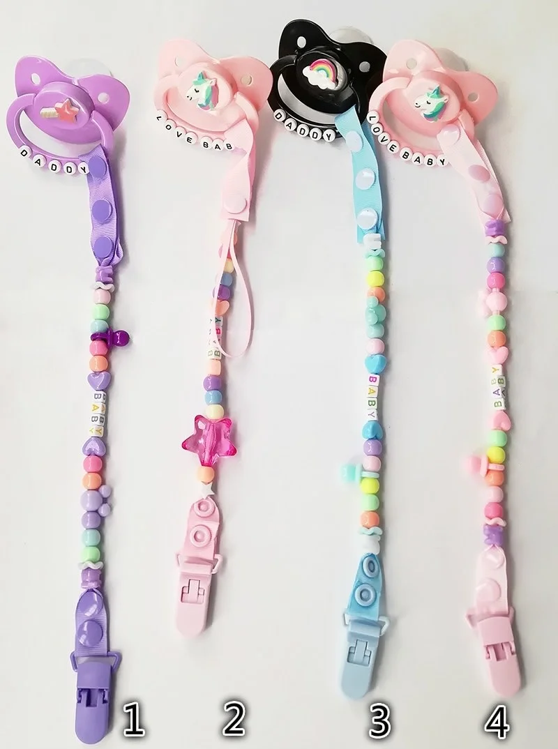 ABDL пижамы для детей и взрослых Ddlg маленькую девочку Детская пустышка на цепочке с