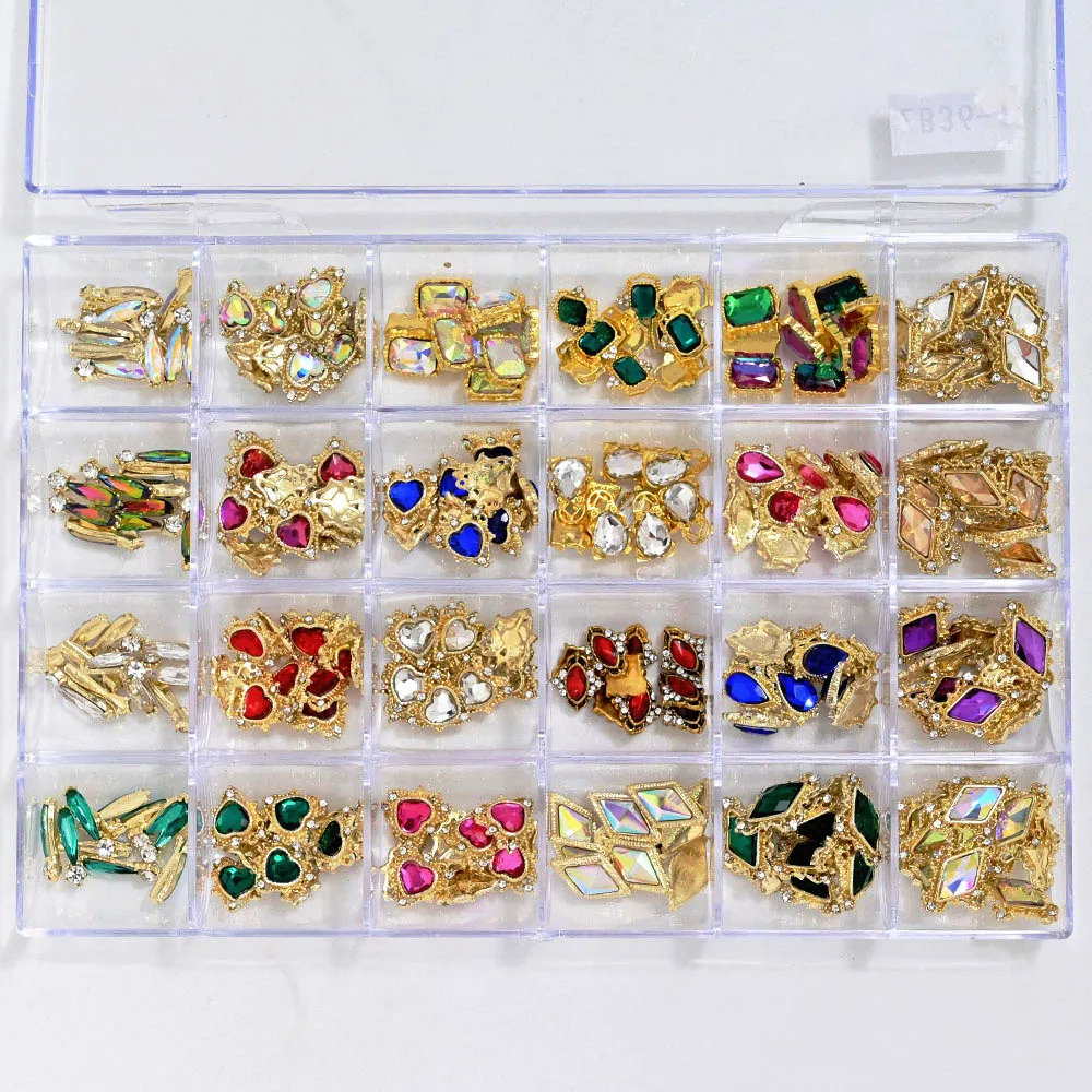 1 Box-Pre-made Nail Charm /Gems for 8 Best 3D Nail Supplies Bowknot/Crown  /Glitter