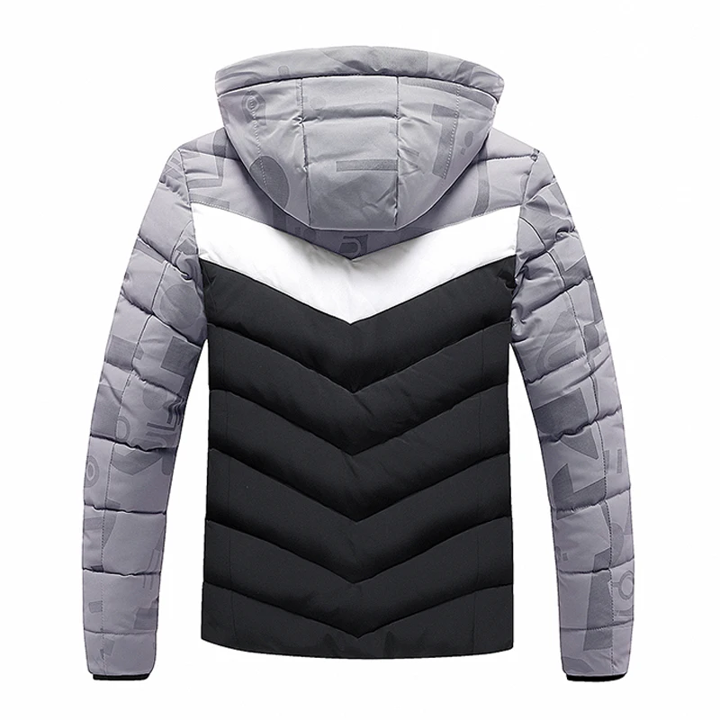 Men Winter Warm Windproof Parkas Patchwork Hooded Coat Autumn Outwear Classic Casual Parka Jacket