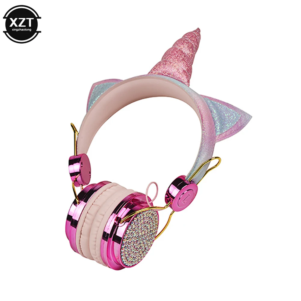 Auriculares para niña, con cable y micrófono con diseño de bonito unicornio, auriculares estéreo para música, ordenador, móvil y videojuegos, regalo para niña