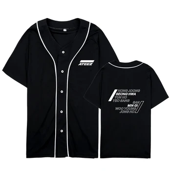 

Kpop ATEEZ A TEEnager Z Album All To Zero Cardigan Button Loose Tshirt T Shirts Short Sleeve Tops T-shirt PT1106