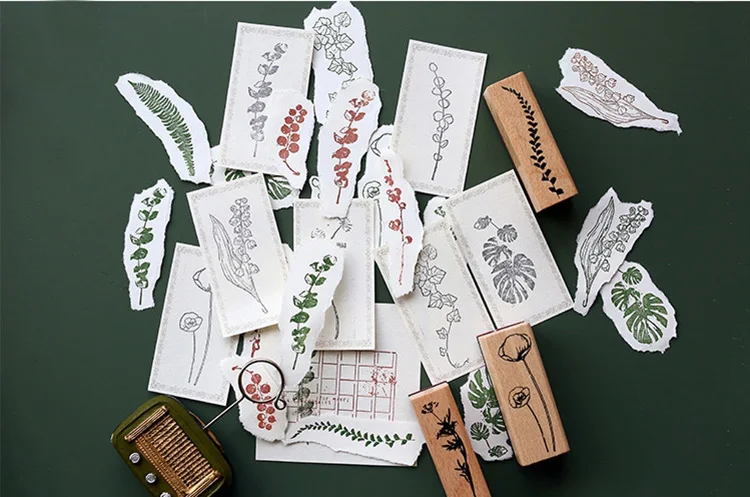 Растительный лист украшения деревянный набор штампов винтажный Стандартный штамп для скрапбукинга Сделай Сам канцелярские изделия резиновый штамп