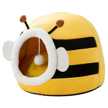 

Bee Shape Cat House Soft Plush Pet Sleeping Beds Cat Cave Winter Warm Pet Nest Mat Pet Supplies