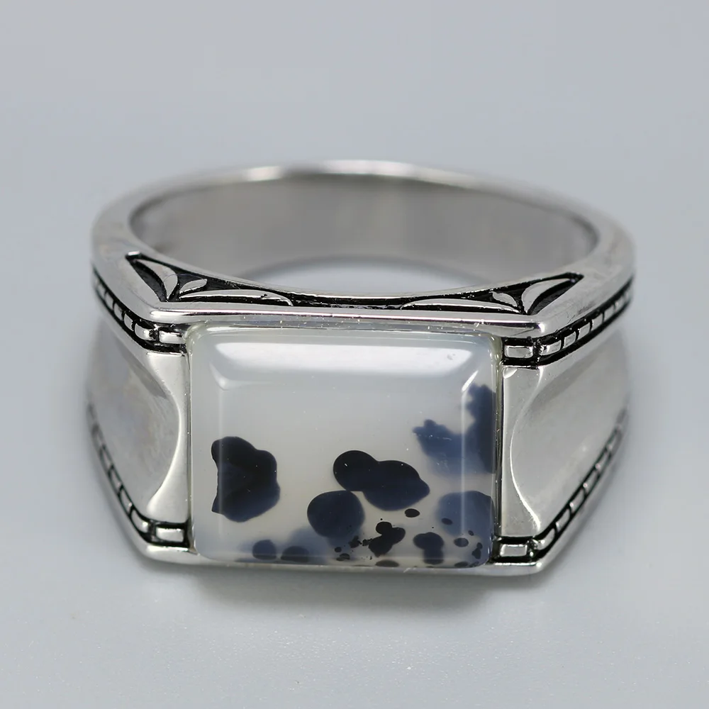 Однотонное кольцо из серебра 925 пробы, Крутое винтажное мужское кольцо с натуральным камнем, цвет, турецкое мужское ювелирное изделие, Bague Argent