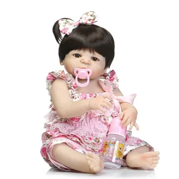 

Cute Simulation Doll Silicone Body Girl Reborn Baby Toy High-Grade Acrylic Eyes in Suspenders Fine Workmanship[US-Stock]