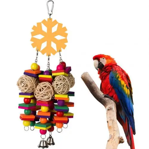 Random Color Pet Chewing Wood Blocks Rattan Ball Play Toy Parrot Bird Climbing Cage Hangings Bite toy - Цвет: Random Color