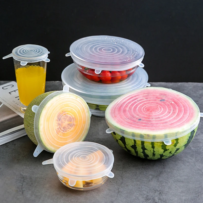 

Food-Grade Silicone Stretch Lids Fresh Food Seal Covers Reusable Fridge Cups Lid Expandable Fruits Container Lids
