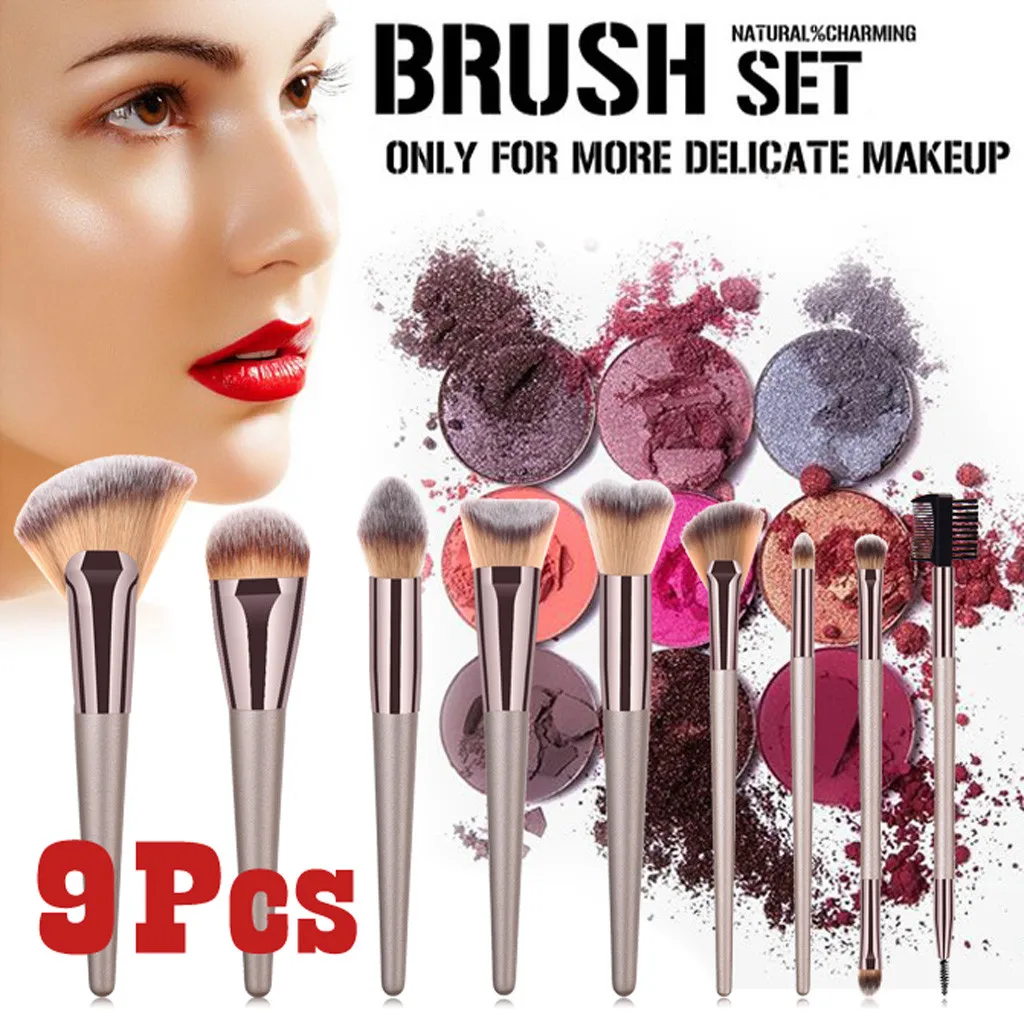 NEW 9PCS Wooden Foundation Cosmetic Eyebrow Eyeshadow Brush Makeup Brush Sets Tools кисти для макияжа pedzle do make up