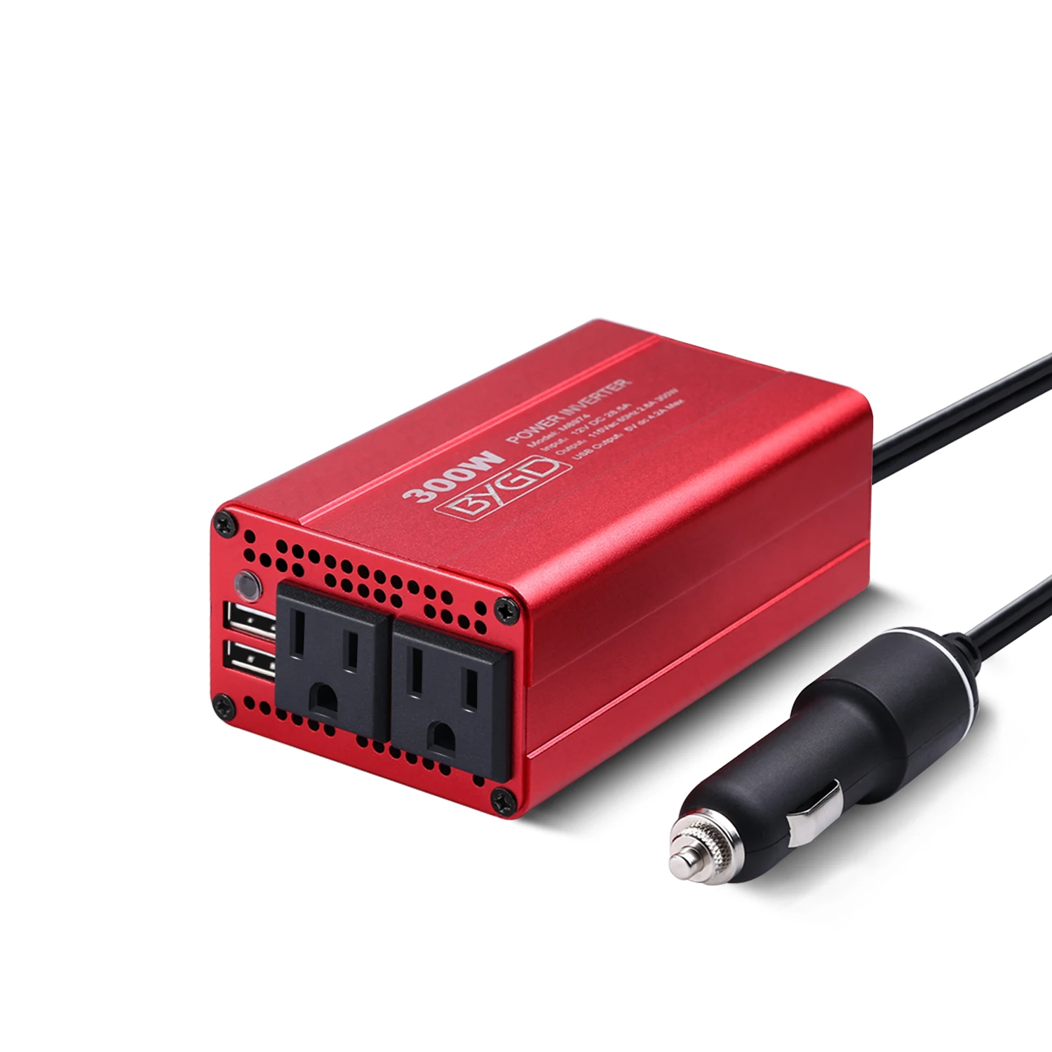 

BYGD 300W Power Inverter DC 12V to 220V/110V AC Converter with 2 Charger Outlets and 2 2.4A USB Ports Car Adapter