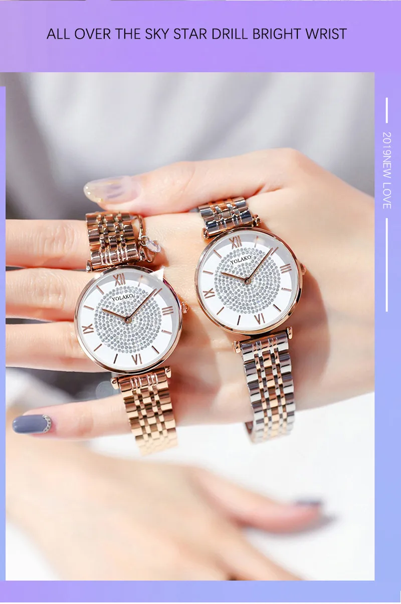 Gypsophila, женские часы с бриллиантовым дизайном, модные, серебряные, круглый циферблат, нержавеющая сталь, ремешок, кварцевые наручные часы, Relogios Feminino