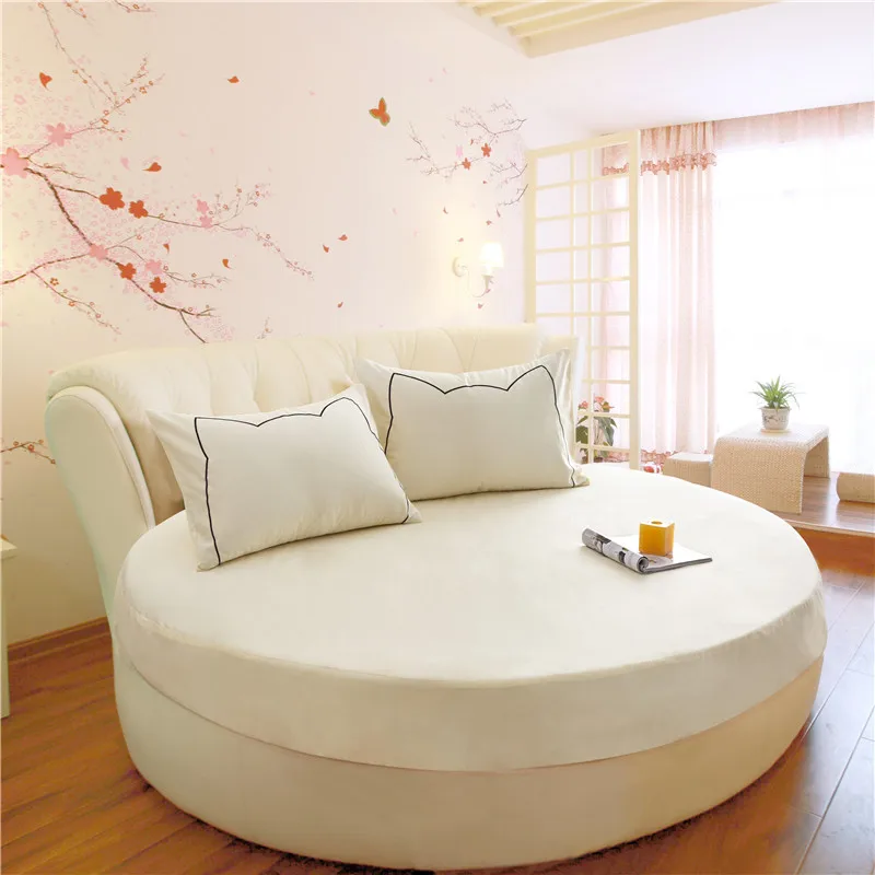 Hotel Round Bedding Fitted Bed sheet with Elastic band romantic Themed Hotel Round Mattress Cover Diameter 200cm-220cm 4