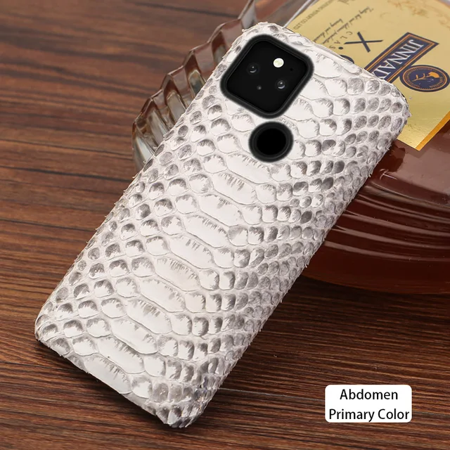 Phone Case For Google Pixel 6 Pro 6 5 5A Pixel 4 Pixel 4A Genuine Python Leather Snakeskins Shockproof Protective Cover Shell Python belly
