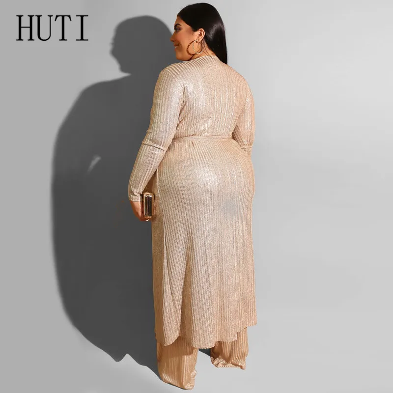 HUTI, большой размер, 4XL, 5XL, комбинезоны, костюм из трех частей, кардиган, комбинезоны, бодикон, боди, элегантные открытые комбинезоны с поясом
