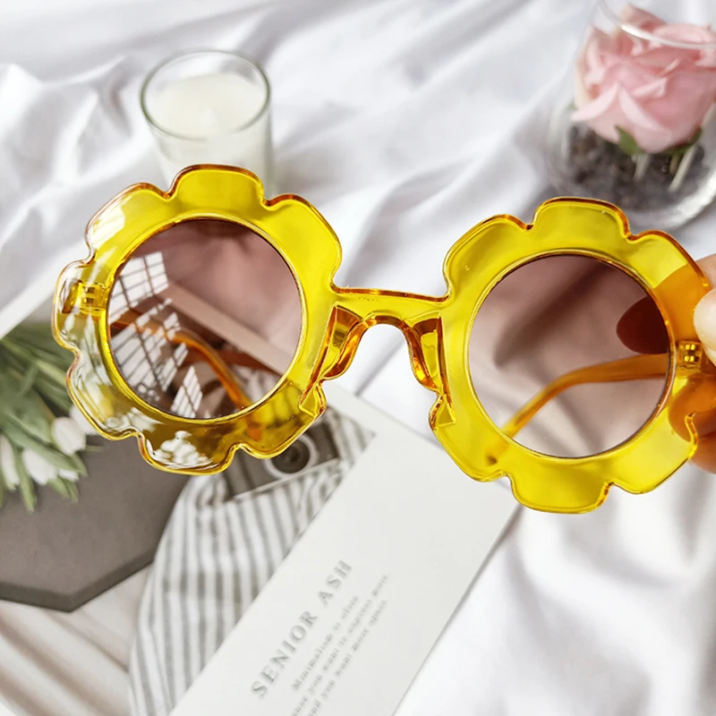 Винтажные очки детские солнцезащитные очки Круглые Цветочные Gafas детские спортивные солнцезащитные очки UV400 для девочек и мальчиков модные очки
