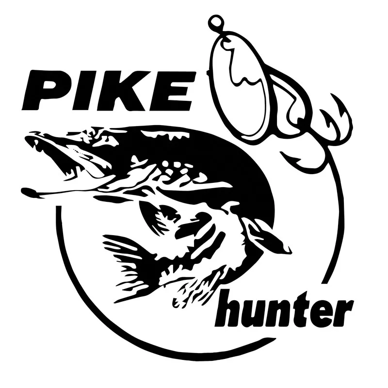 

Creative PVC 14cm X 14cm Car Sticker Pike Hunter Fish Animal Decor Waterproof Motorcycle Windshield Accessories