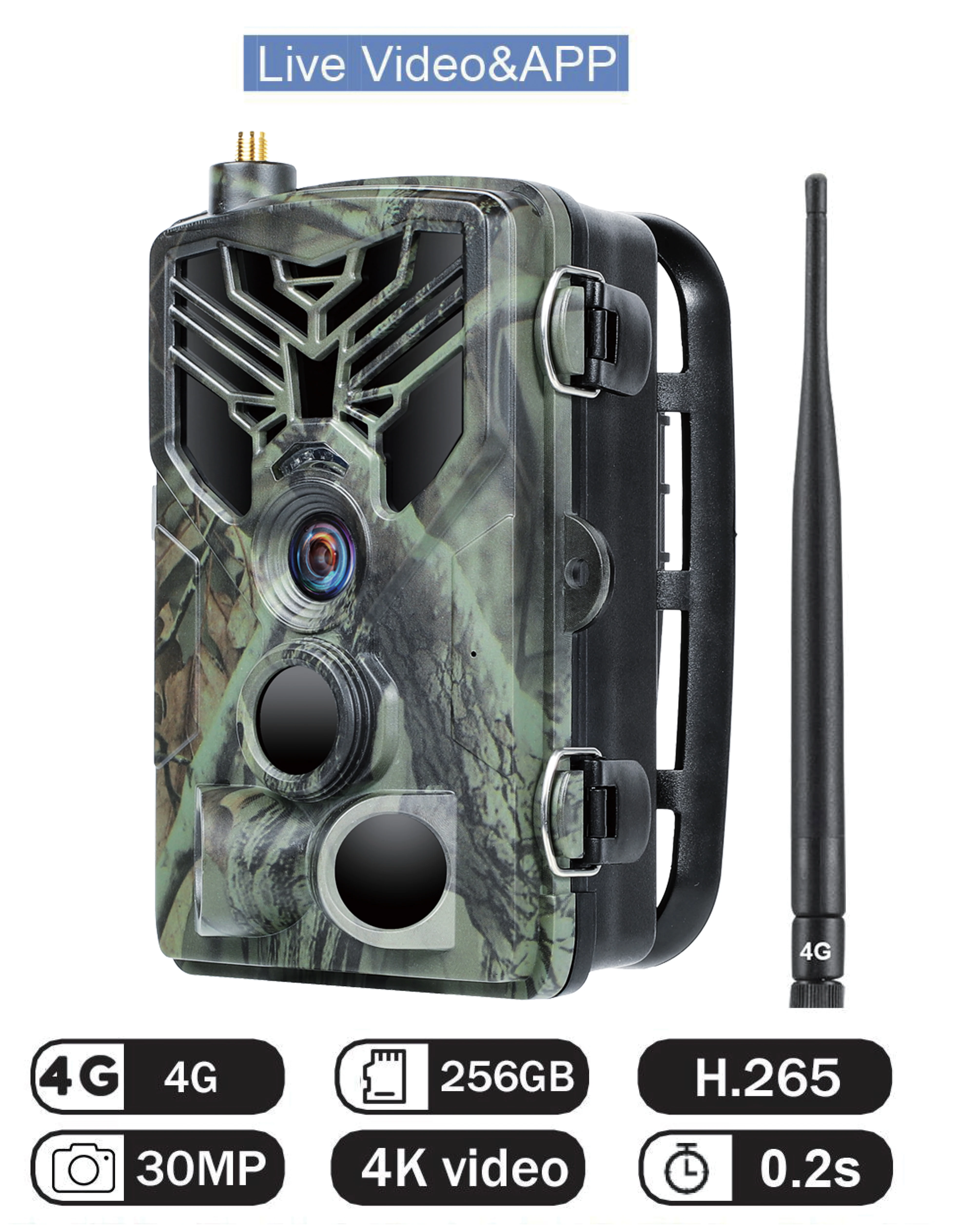4K Live Broadcast APP Control Trail Camera FREE Cloud Service Wildlife Hunting Cameras 4G 30MP Wireless Night Vision HC810PRO