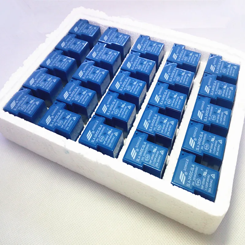 100 шт. T90 катушки реле 24VDC 30A 250VAC 5 pin нормально открытый SLA-24VDC-SL-A PCB типа
