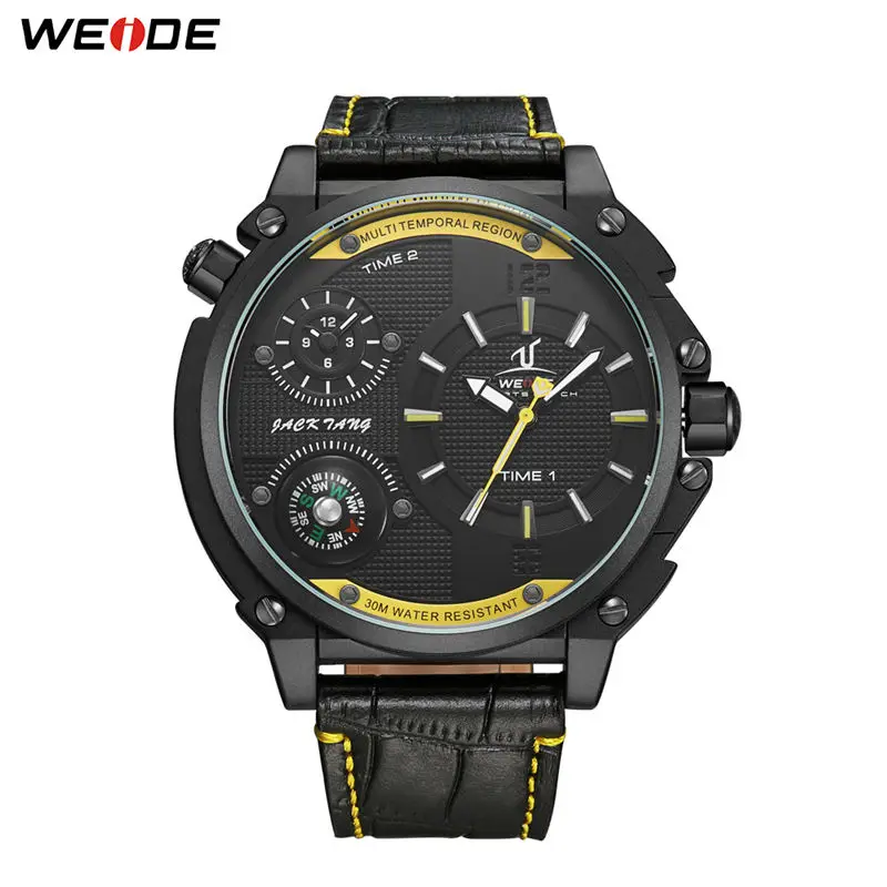 

Relogio Masculino WEIDE Men Watch Quartz Movement Leather Strap Wristwatch Mens Watches Top Brand Luxury Sport Waterproof Watch