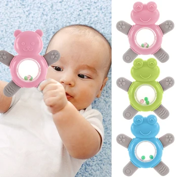 

Safe Baby Teether Cartoon Chewable Rattle Toys Molar Stick Teething Pendant Silicone Chewable Stroller Accessory