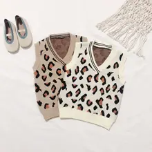 Стильный универсальный свитер-жилет с леопардовым узором для мальчиков и девочек на весну и осень модный жилет для детей от 0 до 4 лет Ba