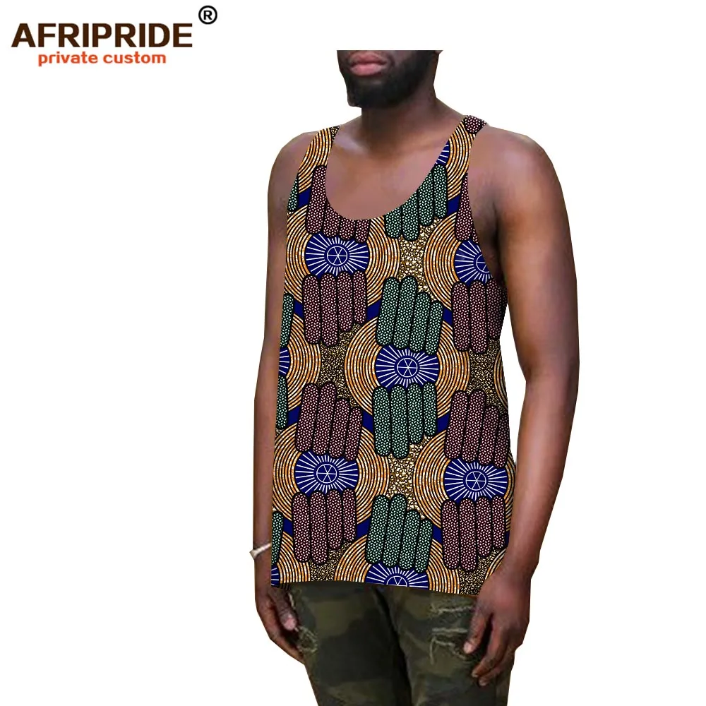 Африканский Анкара печати Шир для мужчин AFRIPRIDE индивидуальные рукавов Мужская хлопковая майка летняя пляжная A1912007 - Цвет: 491J