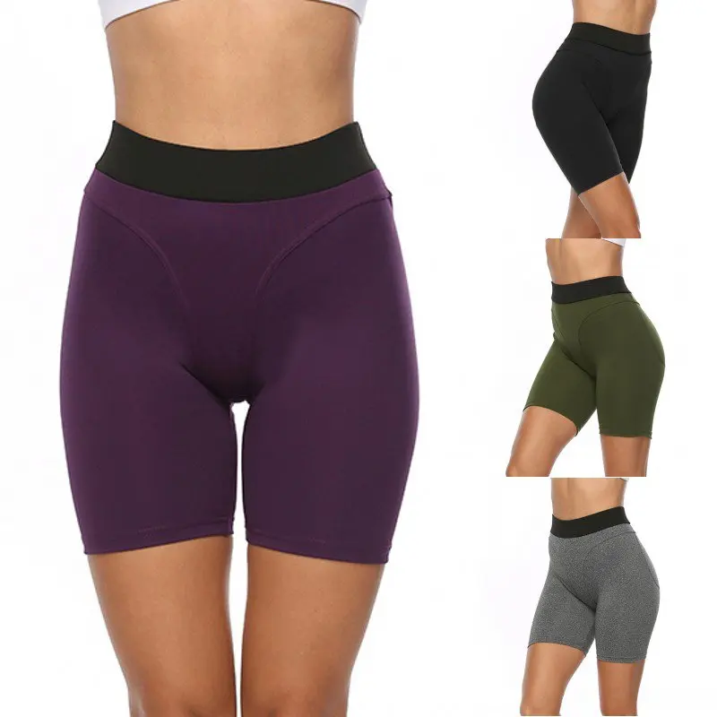 Новые однотонные шорты с высокой талией, сексуальные женские спортивные шорты для фитнеса, влагоотводящие шорты для фитнеса, бега, велоспорта. W