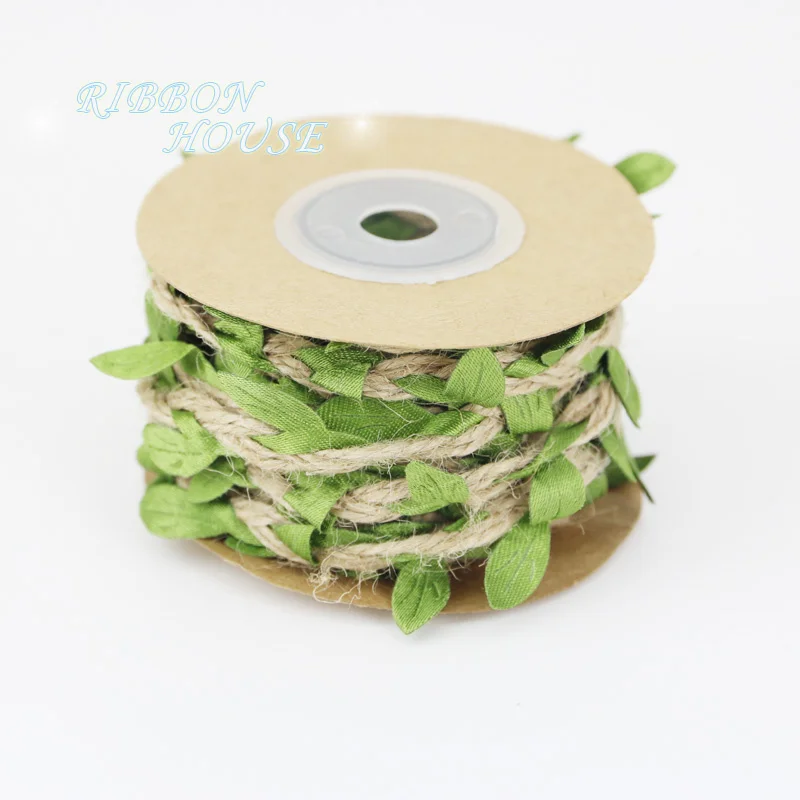 (5meters/roll) Leaves Hemp Rope Braided Hazelnuts With Green Leaves Gardening Home Decor Ropes Handmade DIY Wreaths